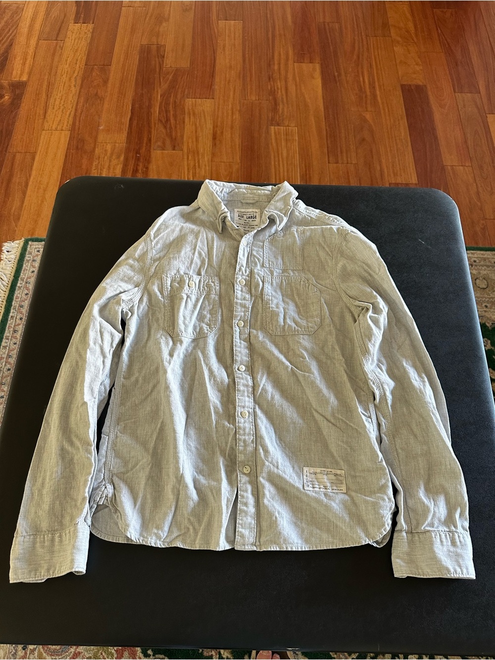 All saints spitalfields Light Gray Men's Casual Button-Down Shirt Size Large
